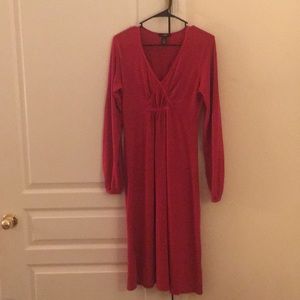 Long sleeved, vneck , Ruby Red long dress